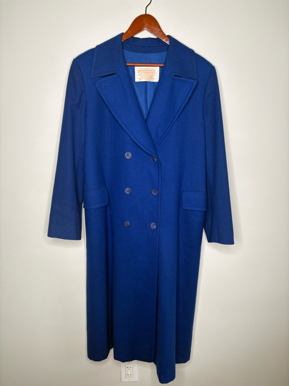 Vintage Pendleton Long Wool Double Breasted Blue Coat
